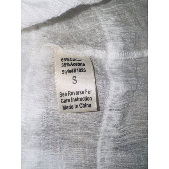 Anthropologie Blue Pepper Sleeveless White Boho Tunic Top Lace Mandarin Collar C - Picture 8 of 11